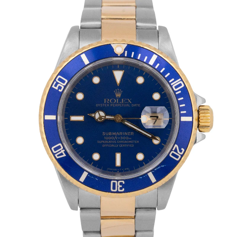 Best necklaces and pendants with matching earrings for a coordinated, elegant look-Rolex Submariner Date 40mm BLUE Two-Tone 18K Yellow Gold Stainless Steel 16613