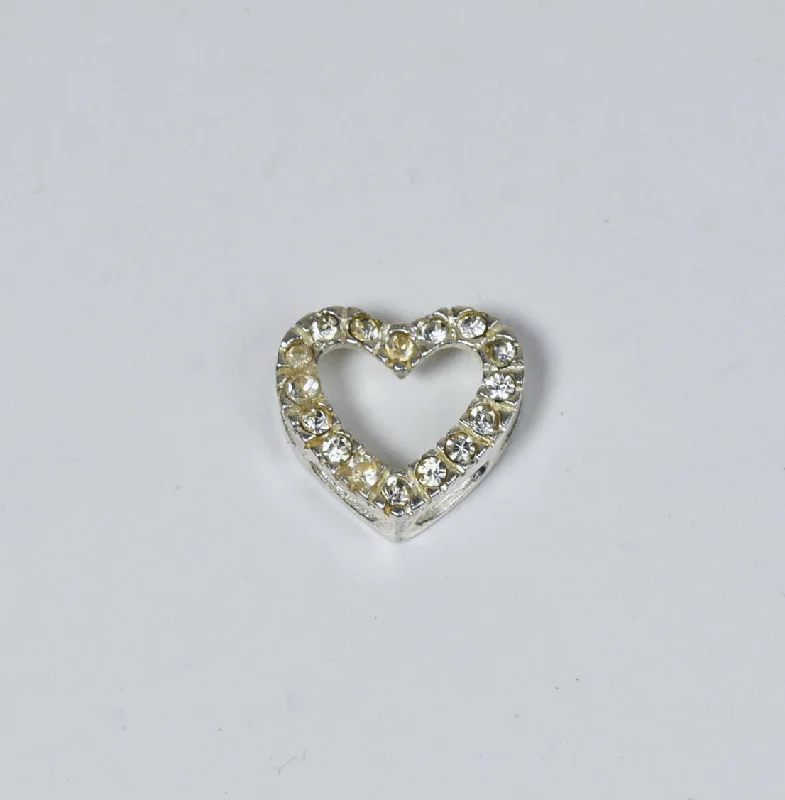 Beautiful necklaces and pendants with geometric shapes for a modern, artistic design-Small Sterling Silver Crystal Studded Heart Slide Pendant