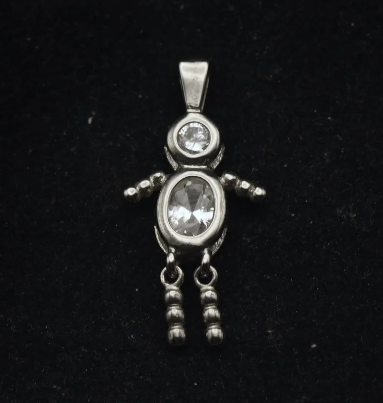 Beautiful necklaces and pendants with moon and star charms for a dreamy effect-Sterling Silver Stick Figure Pendant