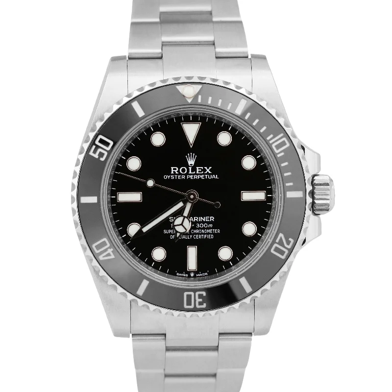 Necklaces and pendants with abstract shapes for a modern, creative appearance-UNWORN PAPERS Rolex Submariner 41mm No-Date Black Steel Ceramic 124060 LN BOX