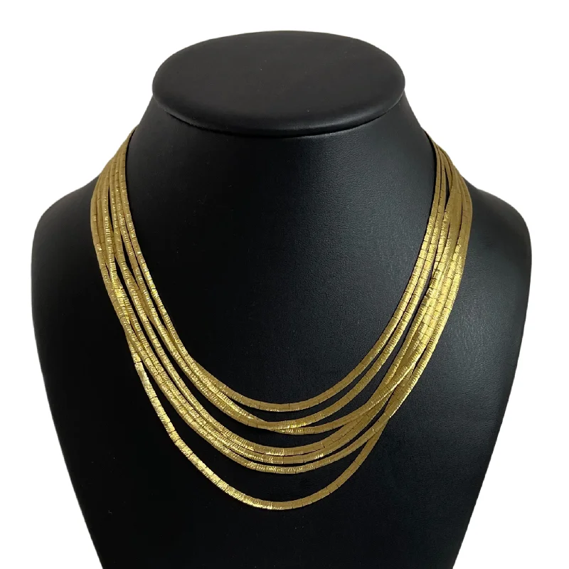 Unique necklaces and pendants with engraved messages for a sentimental gift-Vintage Italian 18K Gold Multi-Strand Serpentine Link Necklace