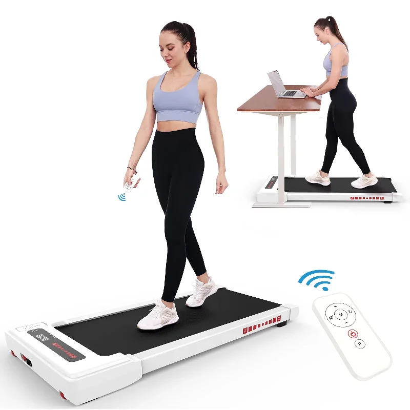 Stunning necklaces and pendants with turquoise and gold for a vibrant, earthy look-Walking Pad Treadmill under Desk, White 2.25HP Portable Mini Treadmill W/ Remote Control