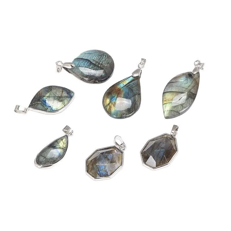 Best necklaces and pendants with intricate beadwork for a bohemian-inspired look-Wholesale 5pcs Glitter Stone Pendant Labradorite Necklaces