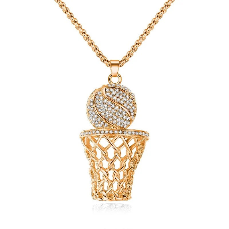 Stunning necklaces and pendants with ruby and diamond combinations for a luxurious effect-Wholesale Basketball Hoop Necklace Alloy