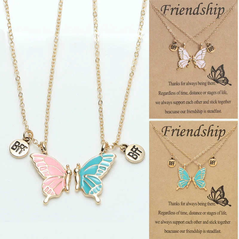 Necklaces and pendants with zodiac constellation designs for an astrological touch-Wholesale Colorful Butterfly Magnets Alloy Necklaces Set