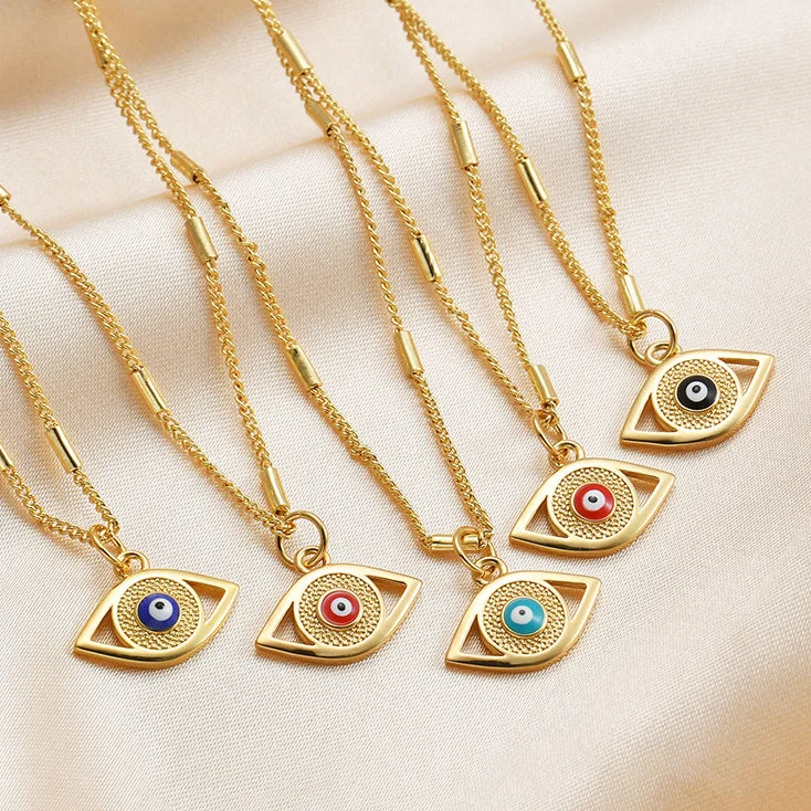 Stunning necklaces and pendants with ruby gemstones for a luxurious red hue-Wholesale Demon Eye Pendant Stainless Steel Drop Oil Necklace