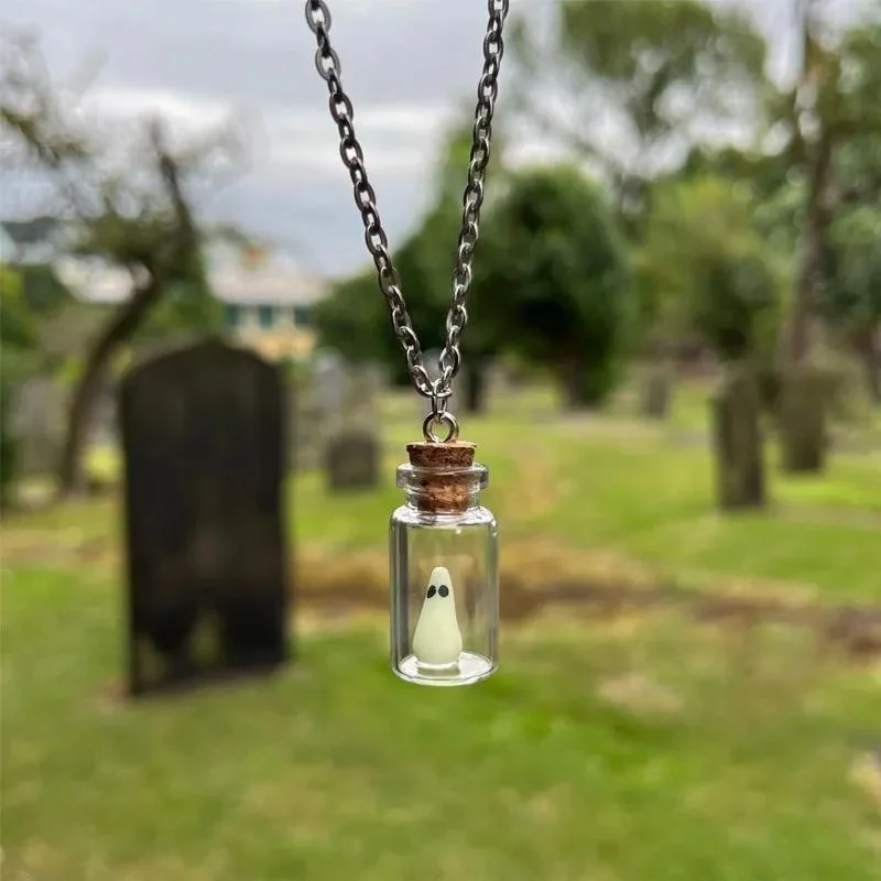 Best necklaces and pendants with adjustable chains for a customizable fit-Wholesale Halloween Bottle Luminous Ghost Necklace