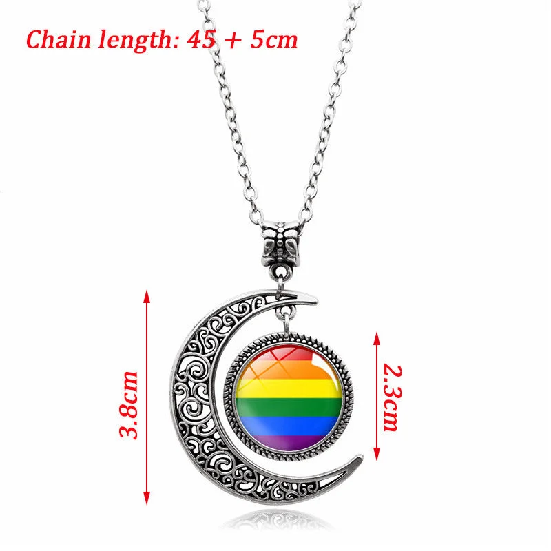 Fashionable necklaces and pendants with birthstones for a personalized gift idea-Wholesale Rainbow Moon Pendant Necklaces