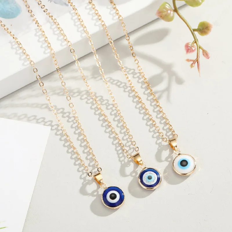 Necklaces and pendants with lock and key designs for a symbolic gesture-Wholesale Türkiye Blue Eye Pendant Alloy Neckplaces