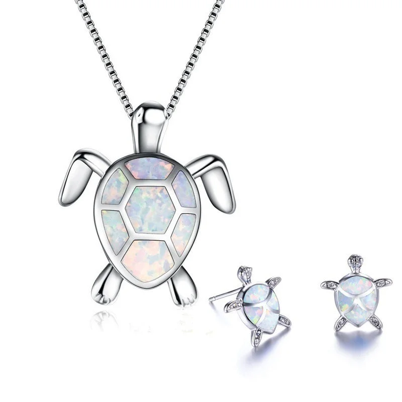 Layered necklaces and pendants for a trendy and fashionable stacked look-Wholesale Turtle Alloy Necklaces Jewelry Set