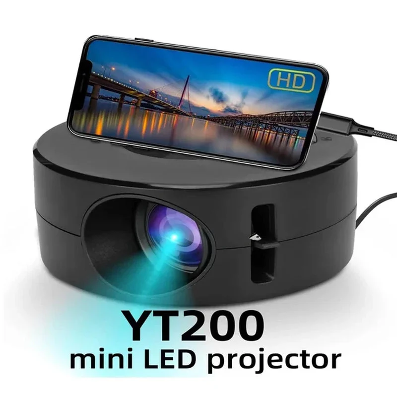 Best necklaces and pendants with cubic zirconia for a budget-friendly dazzling effect-YT200 MINI Projector Home Cinema Portable Theater LED Video Projector Laser Beamer for 4K 1080P via HD Port Smart TV BOX Gifts